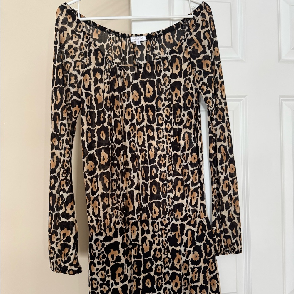 Leopard Print Long Sleeve Dress
